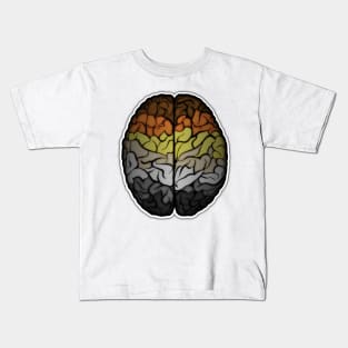 Large Gay Bear Pride Flag Colored Brain Kids T-Shirt